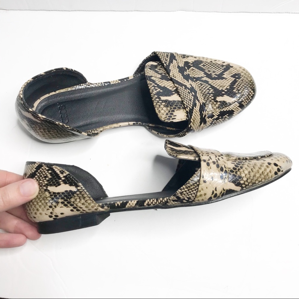 ASOS Beige and Black Snake-Print D'Orsay Loafers